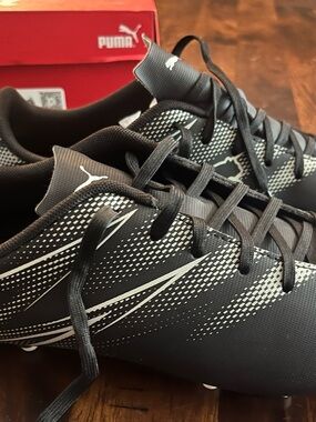 Puma Men's Black Athletic Soccer Cleats with White Accents